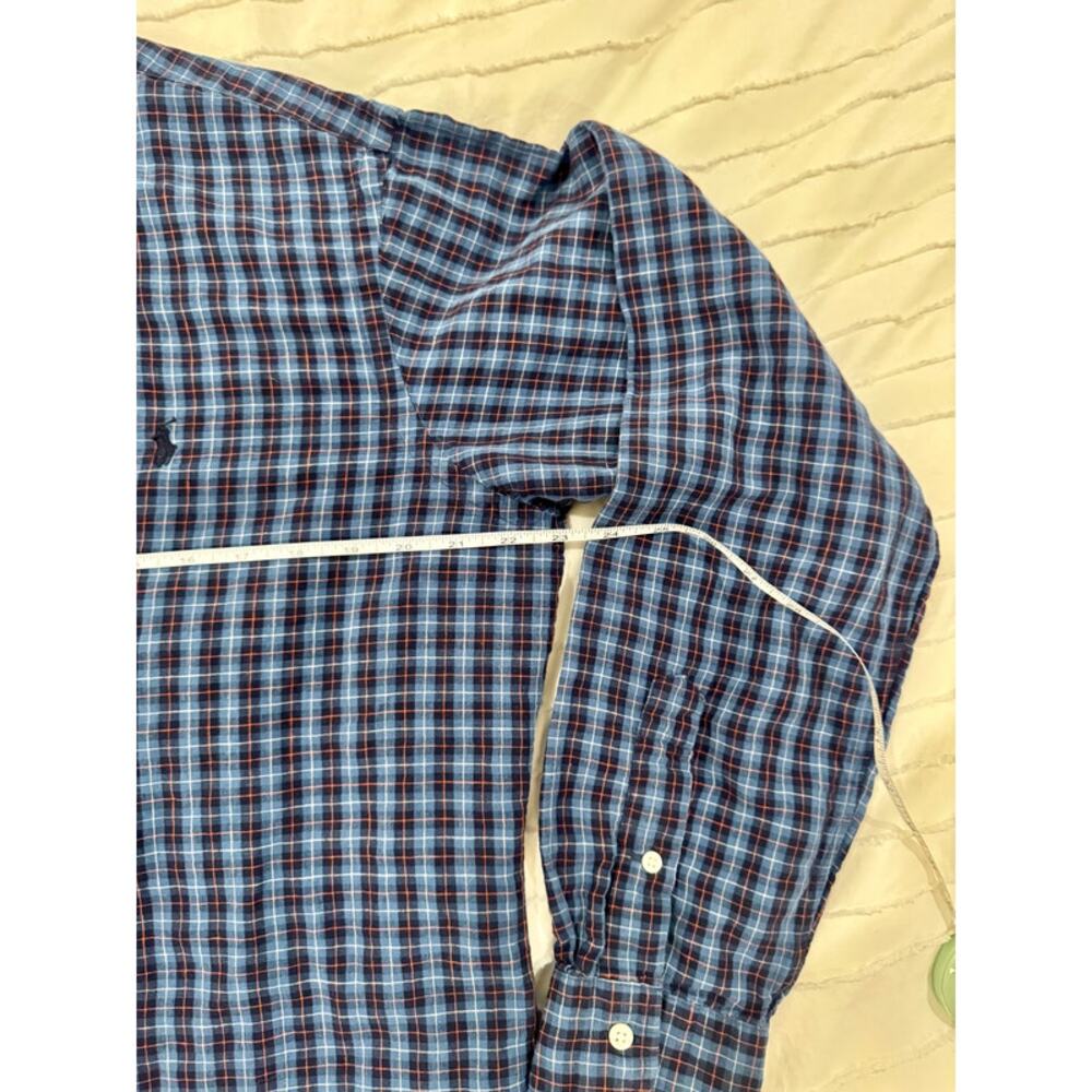 Ralph Lauren Classic Fit Blue Plaid Cotton Button Down Shirt Men's Large Preppy - Picture 11 of 16